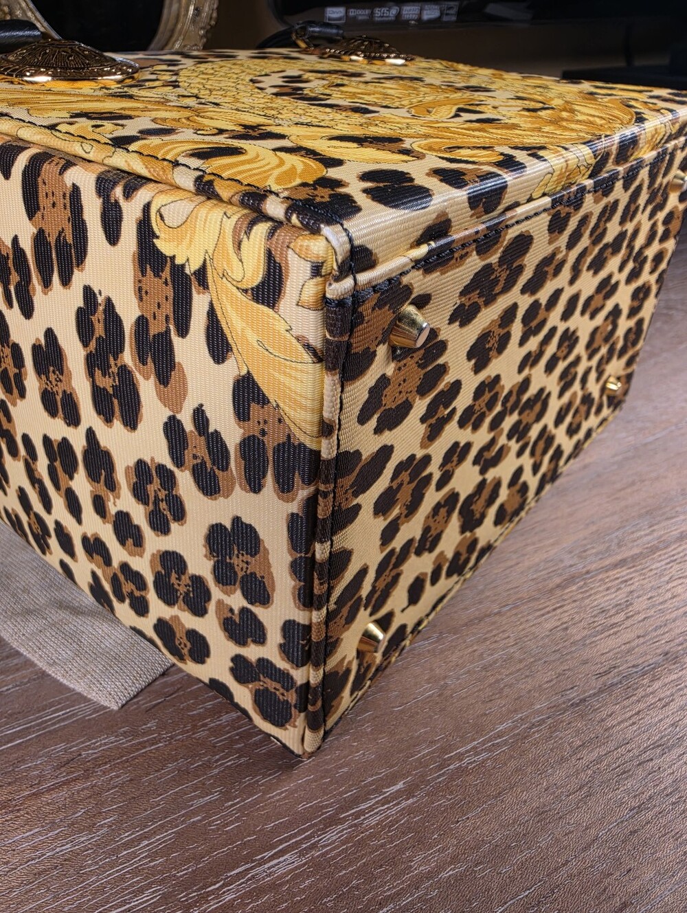 Versace Authentic Vintage Sunburst & Leopard-Print Vanity Satchel (Retail $1200) - Picture 8 of 12